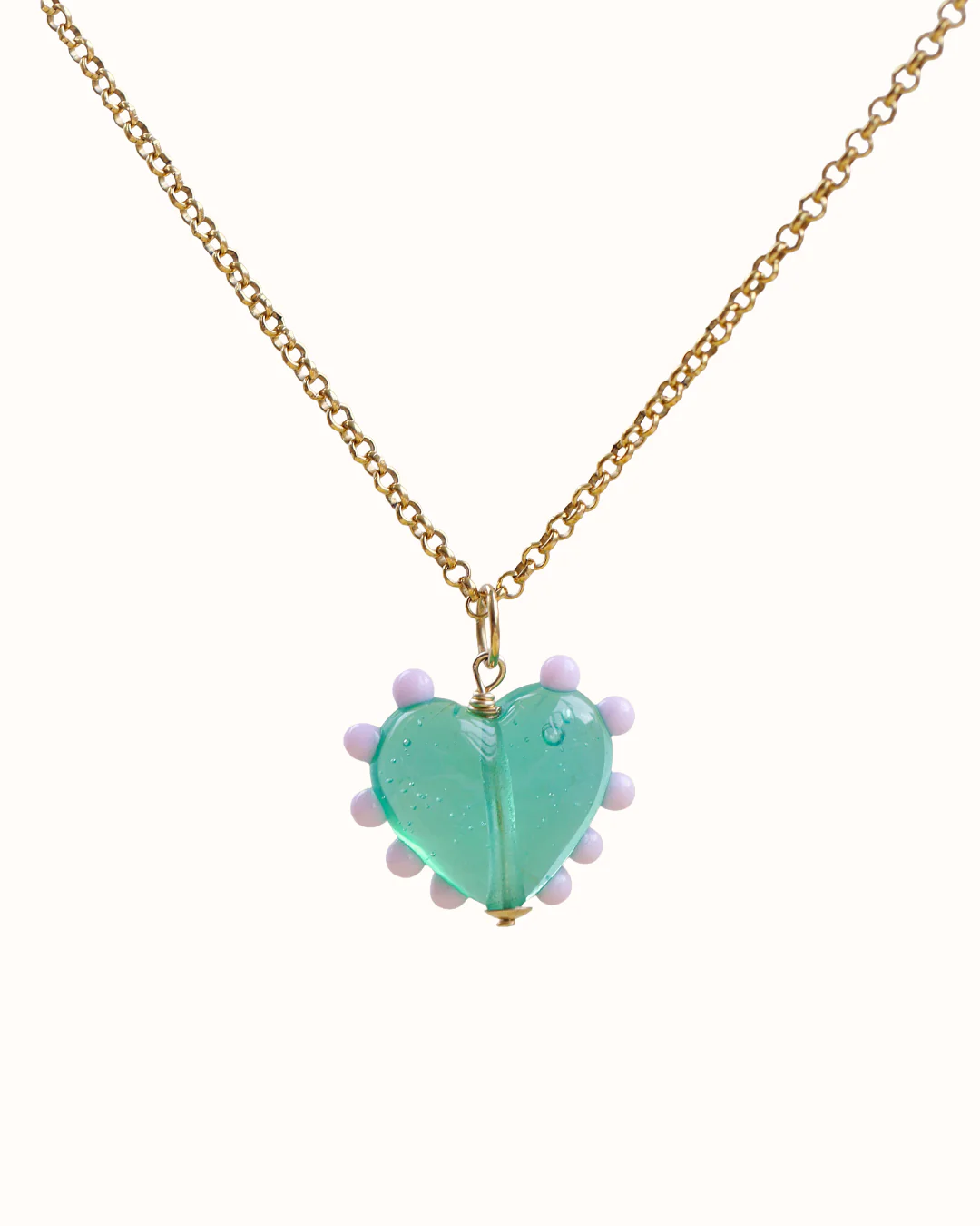 Aquamarine Heart Charm Necklace