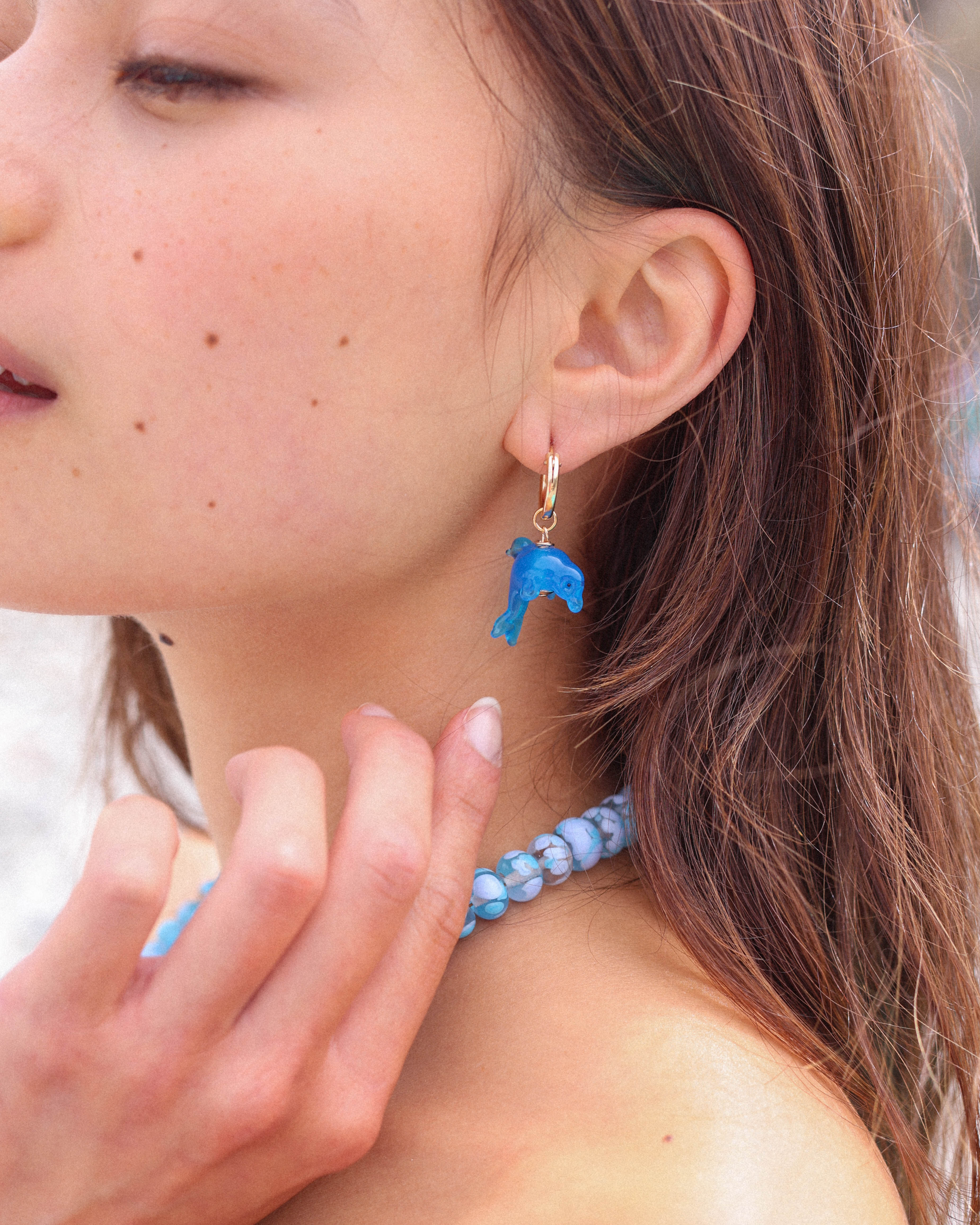 Transparent Blue Dolphin Earrings